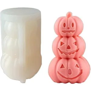 Halloween Pumpkin Silicone Mold DIY Scented Candle Wax Gypsum Ornament Making Tool Festive Party Decorative Craft Supplies