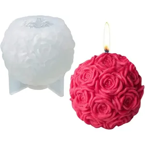 Rosenblütenkugel Silikonform Für Die Kerzenherstellung Harzguss Gipshandwerk DIY Handgemachte Blumensphäre Form Wohndekor Valentinstag Geschenk