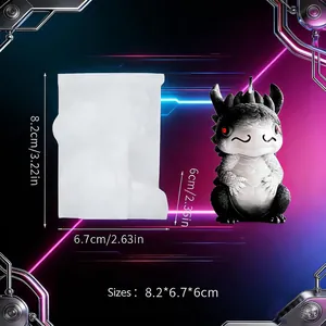Detailed view of the dragon silicone mold with precise height and width measurements.