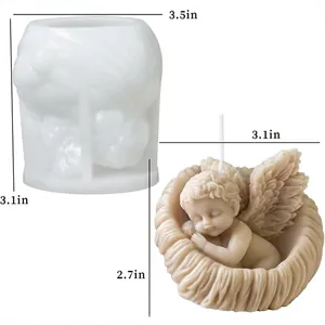Stampo in silicone angelo neonato in conchiglia per candele e resina con misure