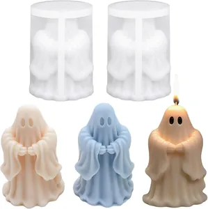 Moule à Bougie en Silicone Fantôme d'Halloween pour Savon Bricolage Résine Époxy Décoration de Maison Fête d'Halloween