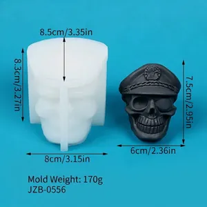 Silikonform Totenkopf-Kommandant für Halloween-Kerzen und Gipshandwerk DIY Basteln