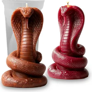 Realistic Cobra Snake Silicone Mold For DIY Candle Making Resin Epoxy Casting Realistic Animal Scale Texture Halloween Decor Handmade Soap Mold