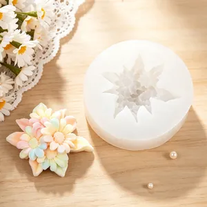 Detailed view of sunflower daisy bouquet silicone mold with colorful floral wax finished product