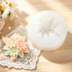 Detailed view of a floral bouquet silicone mold for DIY plaster and resin crafts
