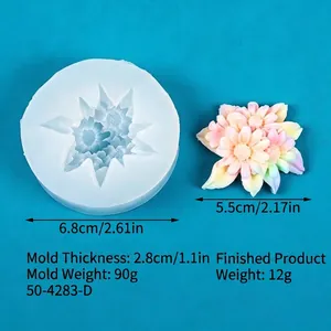 Macro detail of sunflower bouquet silicone mold with precise dimensions and weight for crafts