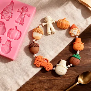 Thanksgiving Autumn Silicone Mold Scarecrow Pumpkin Gnome Truck DIY Fondant Chocolate Cake Mold Jewelry Pendant Making Tool