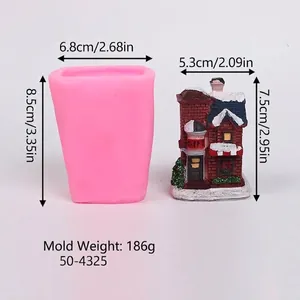 Maßangaben für Silikonform Weihnachtshaus und fertiges Miniatur-Häuschen aus Harz