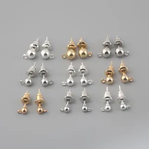 Eisen Galvanisiert Kugel Ohrstecker Mit Schleife Und Ohrmutter Zubehör Für DIY Schmuckherstellung Handgefertigte Ohrringe Zubehör