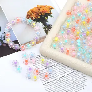 Perles de fleurs en acrylique transparent pour bracelets et création de bijoux DIY