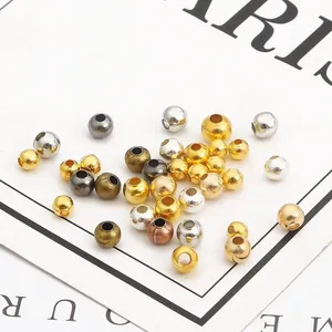 Iron Round Spacer Beads For DIY Jewelry Making Electroplated Metallic Positioning Loose Beads For Earrings Necklace Handmade Accessory