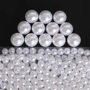 High gloss white ABS imitation pearl round loose beads for DIY jewelry making accessories