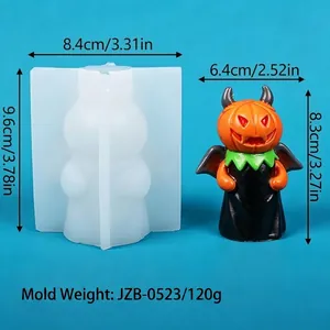 Detailed silicone mold for Halloween pumpkin man candle with 8.4x9.6cm size markers