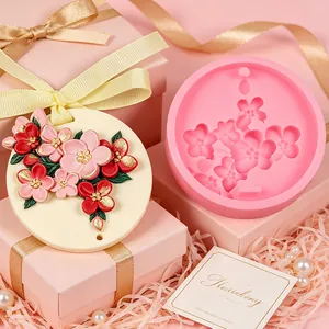 Premium cherry blossom relief silicone mold for making DIY aroma wax and plaster hangers