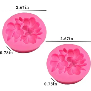 Molde de silicona de flor rosa para resina y jabón, diámetro de 2,67 pulgadas medida