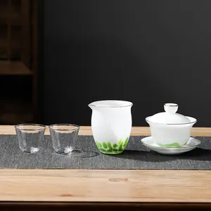 Handgeblasenes Glas Kung Fu Tee Set Mit Goldrand Und Farbigen Punkten Chinesischer Stil Dekoratives Teezubehör Für Die Küche