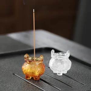 Handmade Zen style ancient glass incense burners for desktop tea table decoration