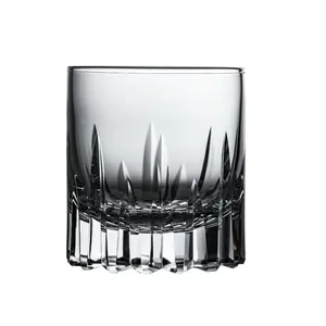 Bicchiere da whisky in cristallo stile Edo Kiriko con intagli geometrici fatti a mano