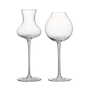 Pair of creative crystal glass cocktail glasses with unique trumpet and balloon shapes