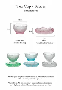 Dimensiones y especificaciones del juego de tazas de té de vidrio esmerilado