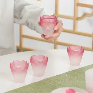 Servizio da Tè Giapponese in Vetro Smerigliato Rosa Gaiwan Resistente al Calore Tazza Gongdao Tazzina da Tè per Donna Cerimonia del Tè Casa Ufficio