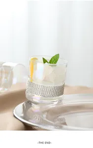 Elegant crystal whiskey glass featuring a luxury sparkling rhinestone wrap decoration