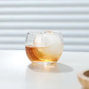 Handmade Hand-Blown Bubble Glass Cup Thickened Round Whisky Glass For Tasting Tea Fruit Wine Elegant Drinkware For Home