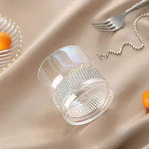 Luxury Rhinestone Inlaid Glass Cup Iridescent Smoky Gray Whiskey Glass High Aesthetic Drinking Water Cup Heat Resistant Glassware