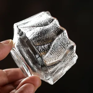 Handcrafted hammered texture heat-resistant glass tea cup for Kung Fu tea ceremony