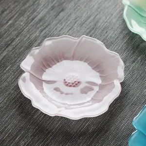 Elegante rosa blumenförmige Glasschale zum Servieren von Teesnacks und Desserts