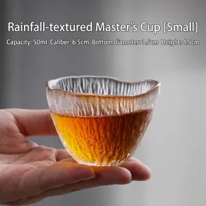 Japanische Teetasse aus gehämmertem Glas mit 50 ml Fassungsvermögen und Texturdesign