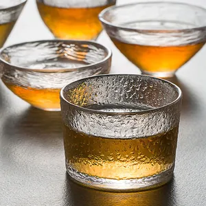 Premium Japanese style hammered glass tea cup set for Kung Fu tea ceremony use