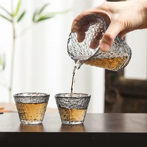 Set da tè giapponese in vetro resistente al calore con trama martellata effetto ghiaccio