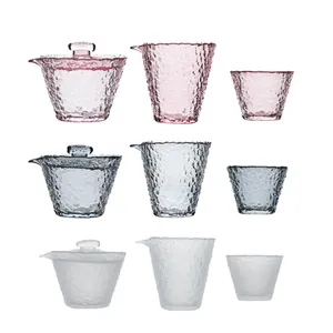 Elegante set da tè in vetro resistente al calore stile giapponese con trama a martello