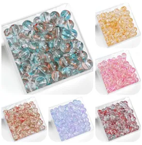 Variety pack of 8mm jelly bubble glass beads in vibrant dual-color shades for DIY crafts