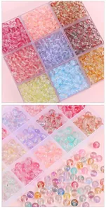 Macro detail of 8mm translucent jelly bubble beads in vibrant colors for DIY jewelry making