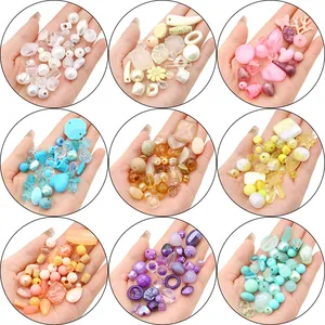 Assorted vintage Baroque acrylic beads for DIY handmade jewelry in multiple vibrant colors