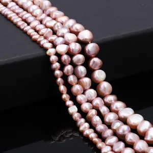 Rangs de perles d'eau douce baroques roses brillantes pour bijoux DIY.