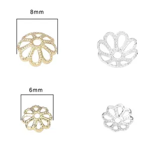 Hochwertige 14k Gold und Silber Blumenperlenkappen für DIY-Schmuckherstellung 6mm 8mm
