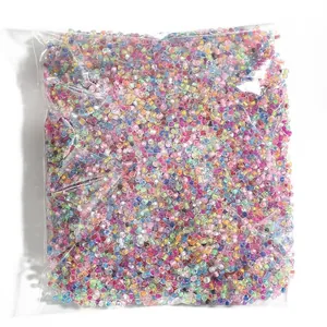 2-4mm mixed color glass seed beads for DIY jewelry making stored in a clear bulk bag