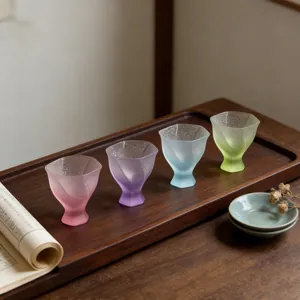 Handmade Crystal Glass Teacup Niche New Chinese Style Starry Bubble Flower Shaped Wine Glass For Home Tea Ceremony