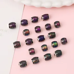 Detailed view of thermochromic resin beads with 4mm large holes for DIY jewelry making.