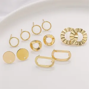 14K Goud Gevulde Koperen Oorsteker Geometrische Ronde Ovale Oorbel Onderdelen DIY Sieraden Benodigdheden