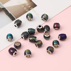 Macro detail of these thermochromic resin galaxy beads with large 4mm alloy cores