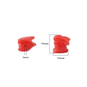 Cute red resin rabbit pendant charm for DIY jewelry making with 16mm height dimension