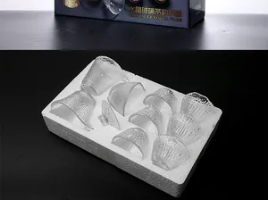 Set de thé de 10 pièces en verre cristal à texture bambou dans son emballage mousse