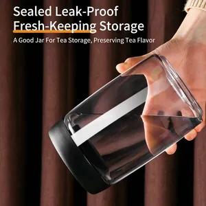 Leak-proof vacuum sealed glass storage jar for tea and coffee shown with water test
