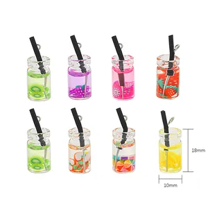 Miniature fruit drink bottle charms for DIY jewelry with 18mm x 10mm size markings