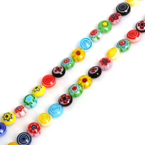 Vibrant colorful millefiori glass disc beads for handmade DIY jewelry making projects