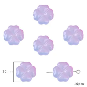 Perline a quadrifoglio in vetro da 10mm sfumate per gioielli fai da te set 10pz